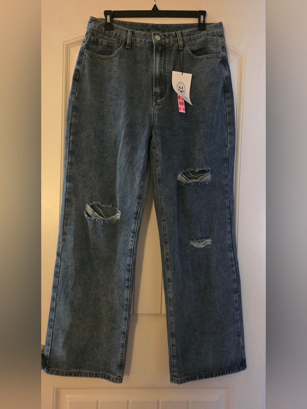 Cider Dark Blue Distressed Wide-Leg Jeans NWT